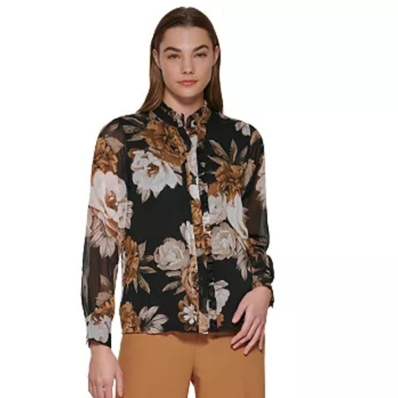 Calvin Klein Floral Blouse - Picture 7 of 8